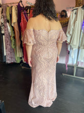 Load image into Gallery viewer, Tadashi Shoji Geometric Sequin Off-the-Shoulder Style Gown with Sheer Mesh Neckline, Size 16
