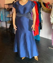 Load image into Gallery viewer, Theia Deep Navy Blue Gown with Blue Geometric Details, Size 20
