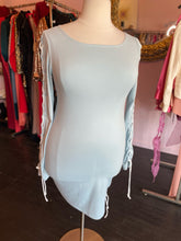 Load image into Gallery viewer, Nadia Aboulhosn Baby Blue Bodycon Mini Dress with Shoelace Detail Sleeves, Size 1X
