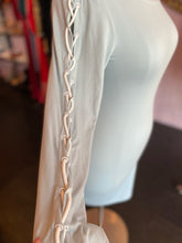 Load image into Gallery viewer, Nadia Aboulhosn Baby Blue Bodycon Mini Dress with Shoelace Detail Sleeves, Size 1X
