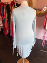 Load image into Gallery viewer, Nadia Aboulhosn Baby Blue Bodycon Mini Dress with Shoelace Detail Sleeves, Size 1X
