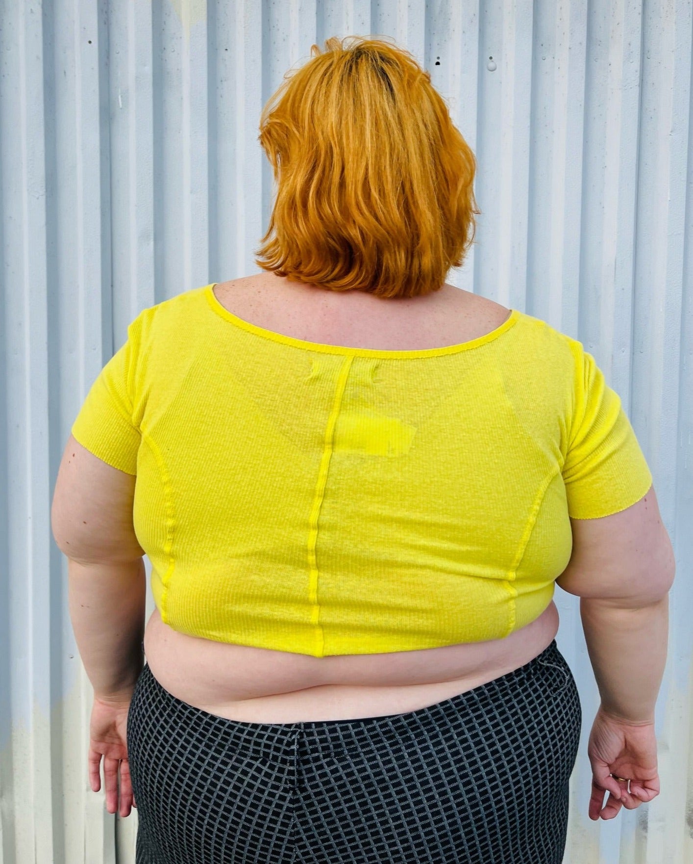 Urban Outfitters Lemon Yellow Exposed Seam Detail Crop Top, Size