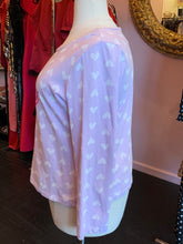 Load image into Gallery viewer, ASOS Lavender &quot;Dreamy&quot; Long Sleeve Tee with White Heart Pattern, Size 16
