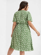 Load image into Gallery viewer, BloomChic Ditsy Floral Ruffle Hem Elastic Waist Wrap Dress
