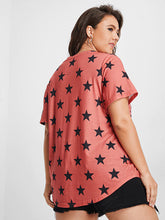 Load image into Gallery viewer, BLOOMCHIC MID LENGTH STAR T SHIRT WITH TWO CHEST POCKETS BUTTON DETAIL
