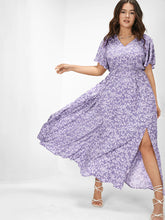 Load image into Gallery viewer, BLOOMCHIC DITSY FLORAL SPLIT HEM FLUTTER SLEEVE POCKETS DRESS MULTIPLE COLORS SIZES
