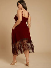 Load image into Gallery viewer, BLOOMCHIC CAMI DRESS WITH POCKETS AND CONTRAST LACE BOTTOM HEM
