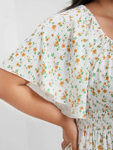 Load image into Gallery viewer, BLOOMCHIC DITSY FLORAL SHIRRED ELASTIC WAIST SPLIT HEM KNOT DRESS
