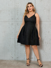 Load image into Gallery viewer, Bloomchic Black A-line Rosette Dress
