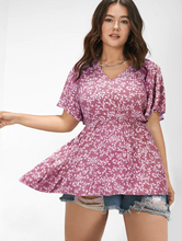 Load image into Gallery viewer, BloomChic Flutter Sleeve Floral Print Blouse
