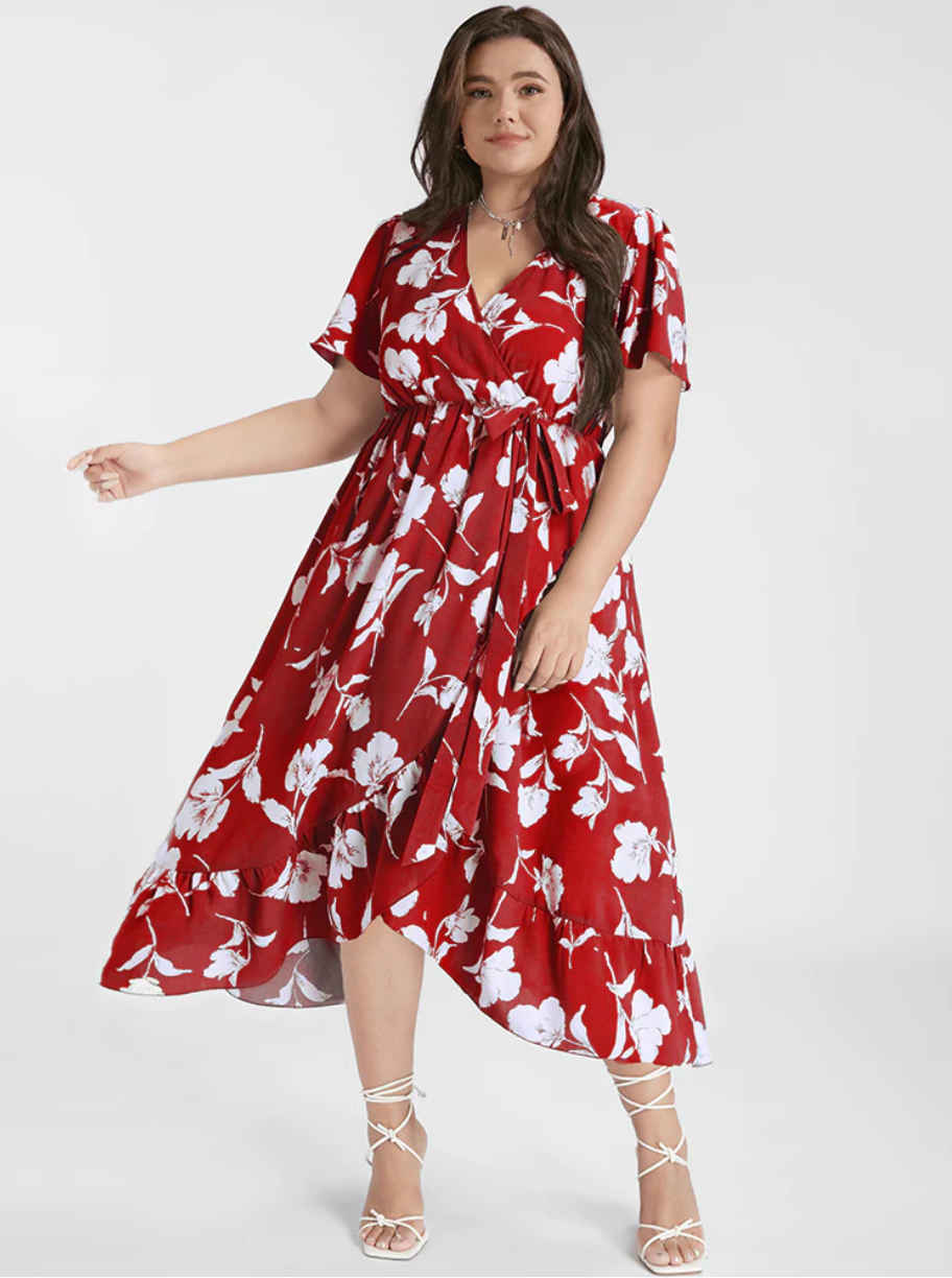 BloomChic Gorgeous Side Knot Ruffle Dress in Floral Print