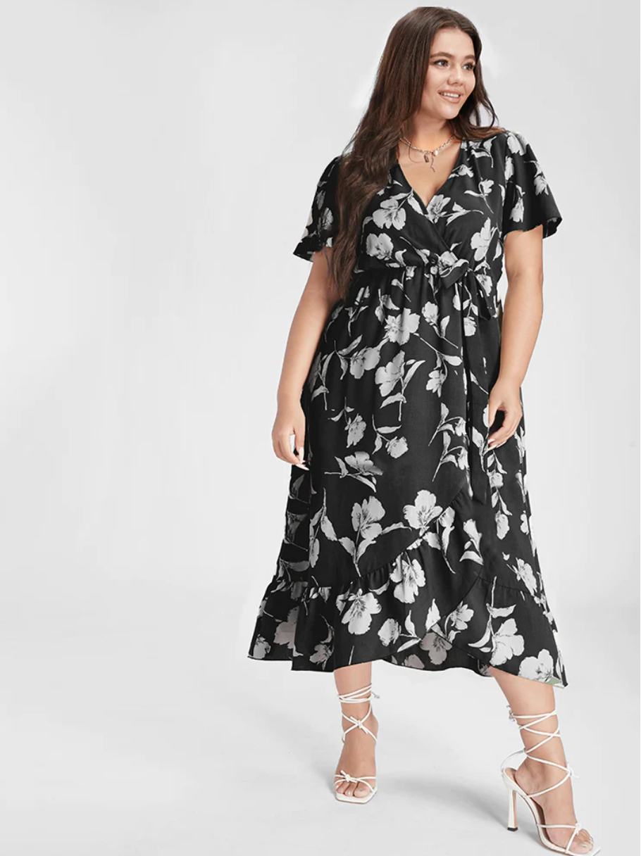 BloomChic Gorgeous Side Knot Ruffle Dress in Floral Print