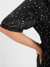 Load image into Gallery viewer, BLOOMCHIC BLACK BLOUSE WITH STARS PRINTED V NECK SHORT SLEEVE
