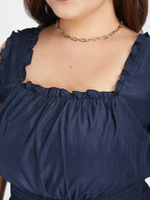 Load image into Gallery viewer, BloomChic Navy Blue Cami Ruffle Tiered Smocked Waist Square Neck Dress
