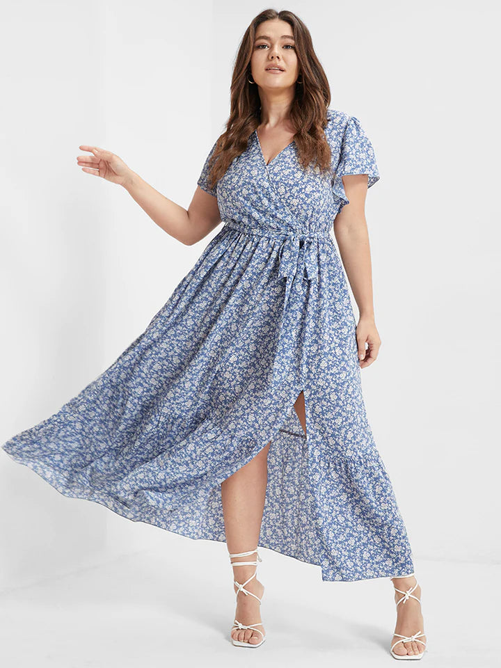 ppp【完売品】新品 Rounded hem dress HGps8w Women's Elegant Petal Sleeve Knee-Lenght Pencil Dress