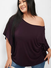 Load image into Gallery viewer, BLOOMCHIC OFF THE SHOULDER DOLMAN SLEEVE T-SHIRT 100% MODAL PLUS SIZE
