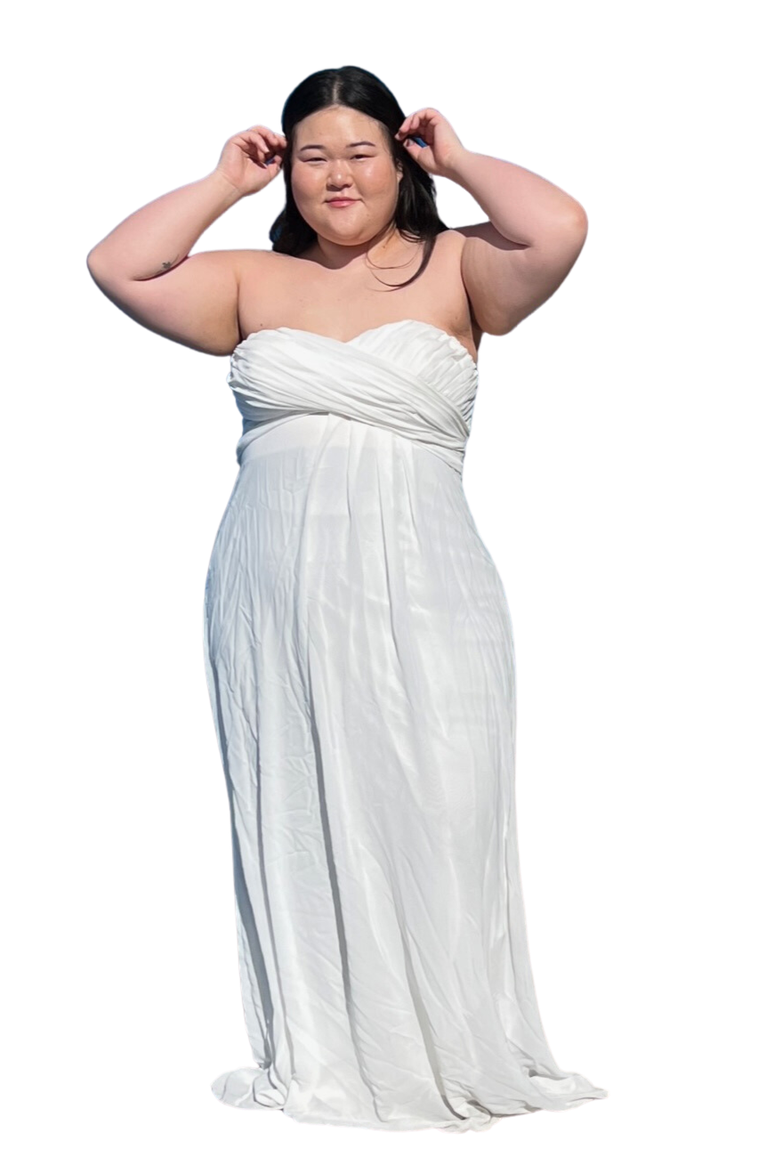Leading Ladies White Strapless Column Wedding Gown, Size 20
