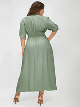 Load image into Gallery viewer, BLOOMCHIC DRESS WITH PLUNGING NECKLINE POCKETS AND BUTTON-DOWN FRONT OF DRESS
