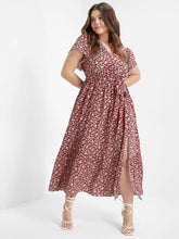 Load image into Gallery viewer, BLOOMCHIC DITSY FLORAL SPLIT HEM V-NECK POCKET DRESS, MULTIPLE COLORS/SIZES
