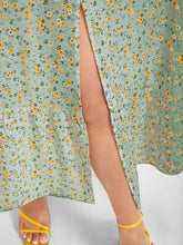 Load image into Gallery viewer, BloomChic Floral Square Neck Dress With Split Front Shirred Waist
