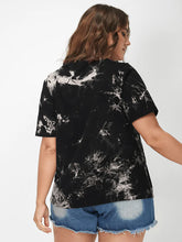 Load image into Gallery viewer, BLOOMCHIC BLACK &amp; WHITE TORN NECK AND HEM CASUAL T-SHIRT PLUS SIZE
